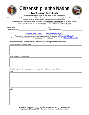 Citizenship in the Nation Merit Badge Workbook