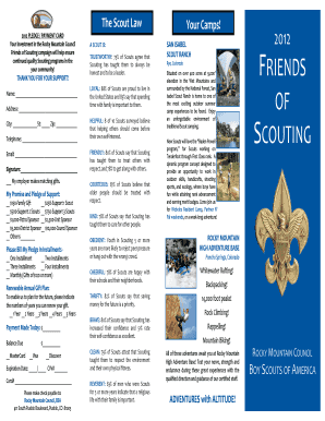 2012 Scout Pledge Payment Card