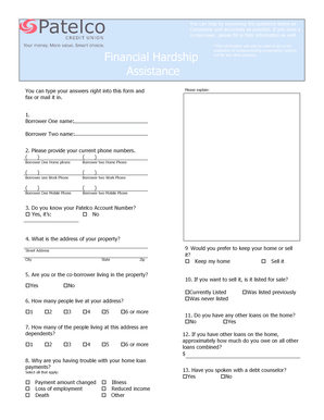 Patelco Home Loan Hardship Assistance Form