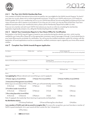 GAMA Awards Program Application