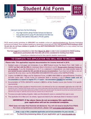 Private School Aid Service Application Form