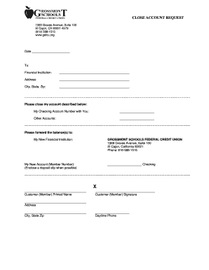 Close Account Request Form
