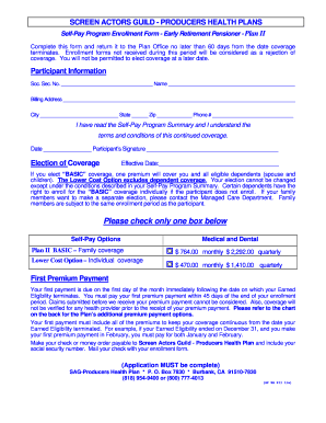SAG-Producers Health Plan Enrollment Form