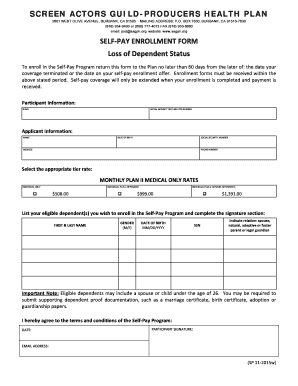 SAG-PRODUCERS Health Plan Self-Pay Enrollment Form