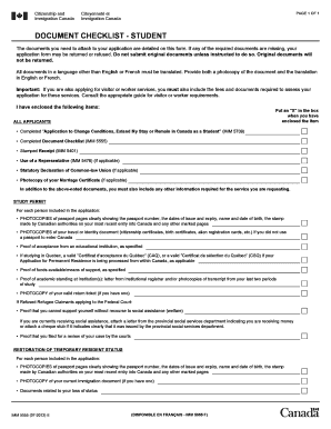 Canada Student Immigration Document Checklist