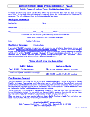 SAG-Producers Health Plan Enrollment Form
