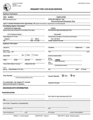 California Request for Live Scan Service