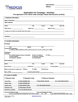 Application for Coverage – Ancillary