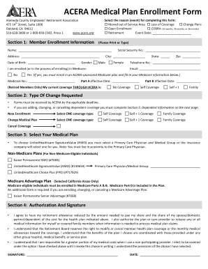 ACERA Medical Plan Enrollment Form