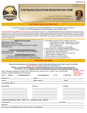 Illinois REALTORS Continuing Education Registration Form
