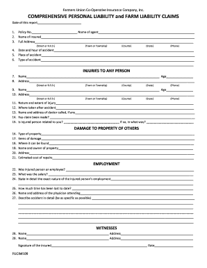 Farmers Union Co-Operative Insurance Claim Form