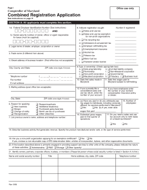 Maryland Combined Registration Application