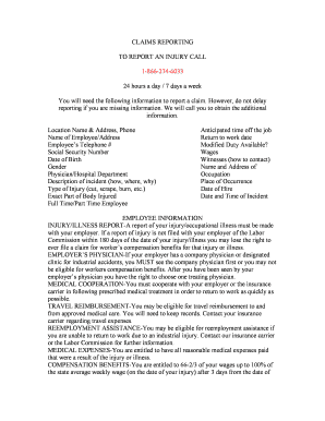 Utah Worker's Compensation Injury Report Form