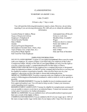 Workers Compensation Injury Report Form
