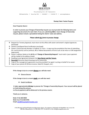 Change of Ownership Request Form