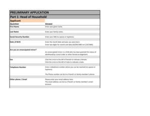 Preliminary Application for Housing Assistance