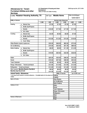 HUD Tenant Utility Allowance Form