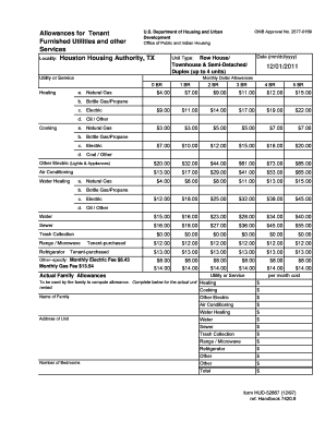 HUD Tenant Utility Allowances Form