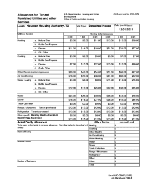 HUD Tenant Utility Allowances Form