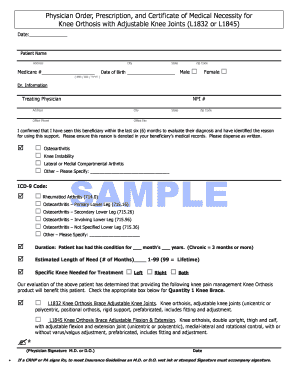 Physician Order for Knee Orthosis