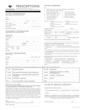 VitalWrap System Prescription Form
