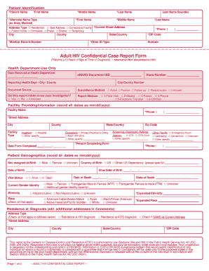 Adult HIV Confidential Case Report Form