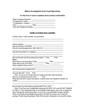 Illness Investigation from Food Operations