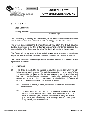 Owner's Undertaking for Building Permit