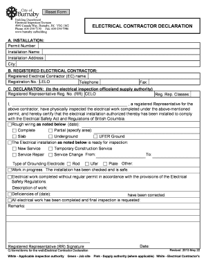 Electrical Contractor Declaration