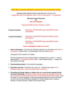 Informed Consent Document for Research Study