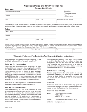 Wisconsin Police and Fire Protection Fee Resale Certificate