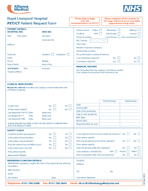 PET/CT Patient Request Form
