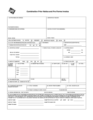 FDA Prior Notice and Pro Forma Invoice