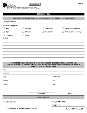 Building Department Complaint Form