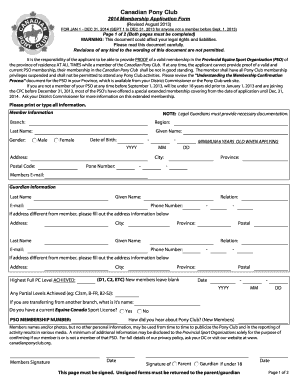Canadian Pony Club 2014 Membership Application Form