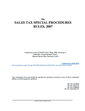 sales tax special procedure rules 2007 updated 2020