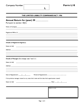 UK Limited Company Annual Return Form L10