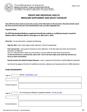 Texas Medicare Supplement Checklist