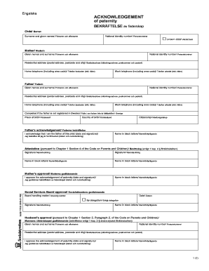Acknowledgement of Paternity Form