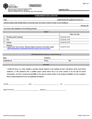 Homeowner's Electrical Permit Application