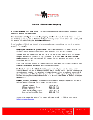 Notice of Tenancy for Foreclosed Property