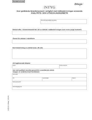 Swedish Quality and Development Work Certificate