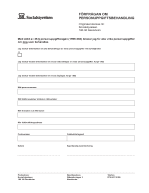 Request for Personal Data Processing Information