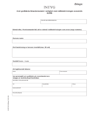 Swedish Medical Course Completion Certificate