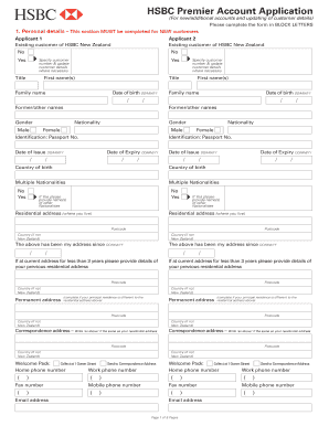 HSBC Premier Account Application Form