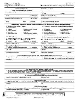 US Immigration Medical Examination Form I-693