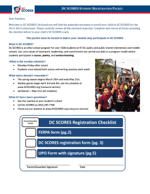 DC SCORES Student Registration Packet