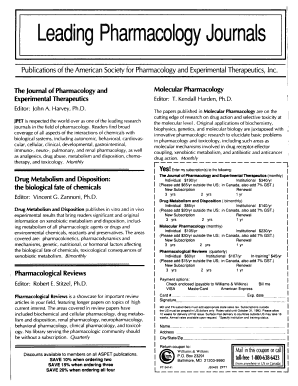 Pharmacology Journal Subscription Form