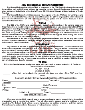 General Defense Committee Membership Form