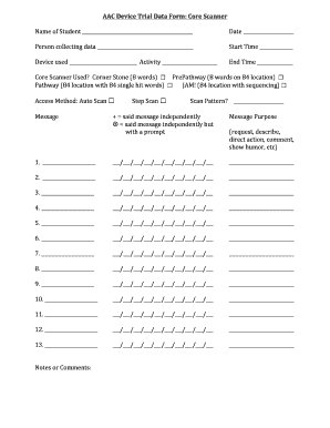 AAC Device Trial Data Form